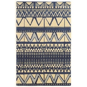 Bowery Hill 60''x 96'' Transitional Wool Hand Tufted Rug in Ivory/Blue