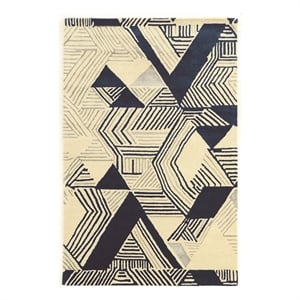 Bowery Hill 96'' x 132'' Transitional Wool Hand Tufted Rug in Navy/Ivory