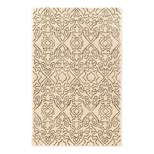 Bowery Hill 96''x 132'' Transitional Wool Hand Tufted Rug in Ivory/Charcoal