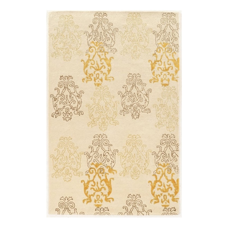 Bowery Hill 96''x 132'' Transitional Wool Hand Tufted Rug in Ivory/Gold