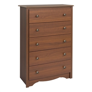 Bowery Hill 5 Drawers Composite Wood Bedroom Chest in Cherry