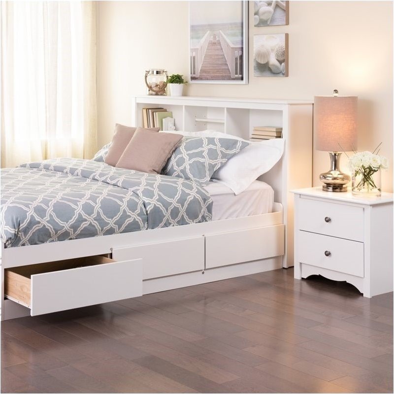 Bowery Hill Modern Wood Full Queen Bookcase Headboard in White