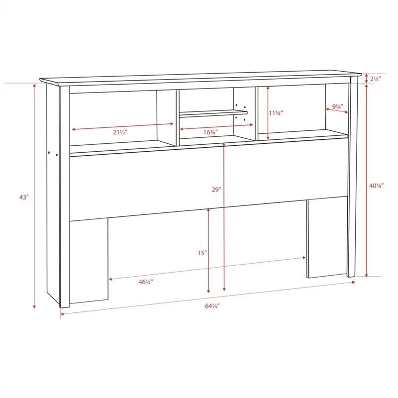 Bowery Hill Modern Wood Full Queen Bookcase Headboard in White