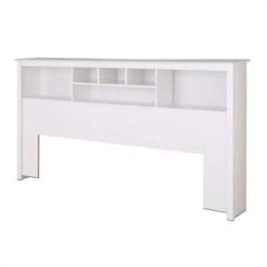 Bowery Hill Transitional Wood King Bookcase Headboard in White