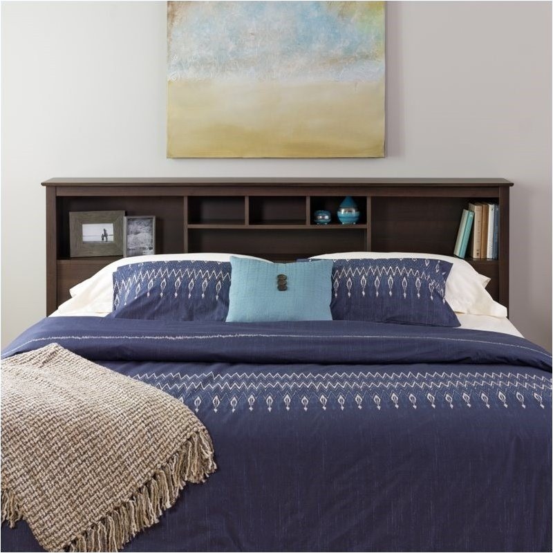Bowery Hill Transitional Wood King Bookcase Headboard in Espresso