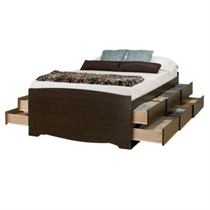 bowery hill tall queen platform storage bed with drawer in black