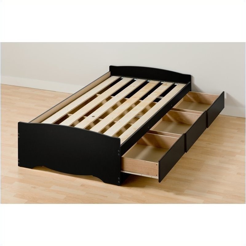 Bowery Hill Twin Bookcase Platform, Black Twin Bed With Storage