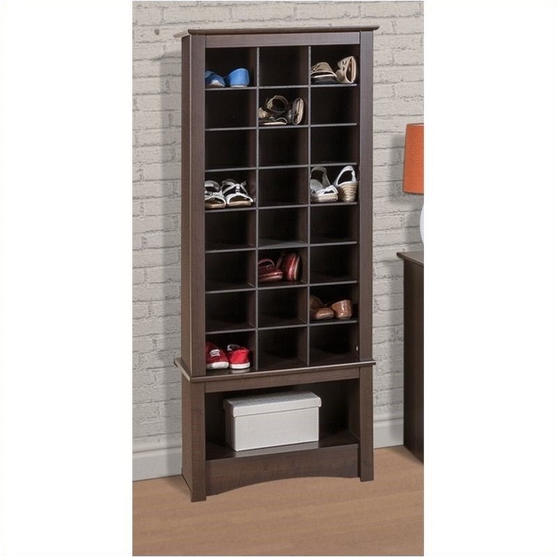 Espresso Tall Shoe Cubbie Cabinet