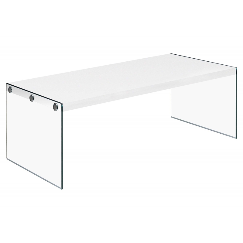 Bowery Hill Tempered Glass Coffee Table in Glossy White