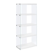 Bowery Hill Modern Glass 4 Shelf Bookcase in Glossy White Finish