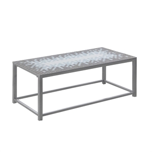 Bowery Hill Blue Tile Top Coffee Table in Hammered Silver Finish