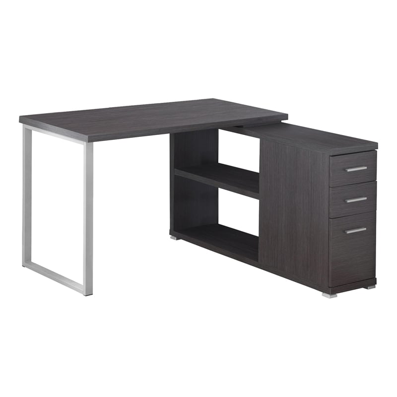Bowery Hill Modern Engineered Wood L Shaped Computer Desk in Gray