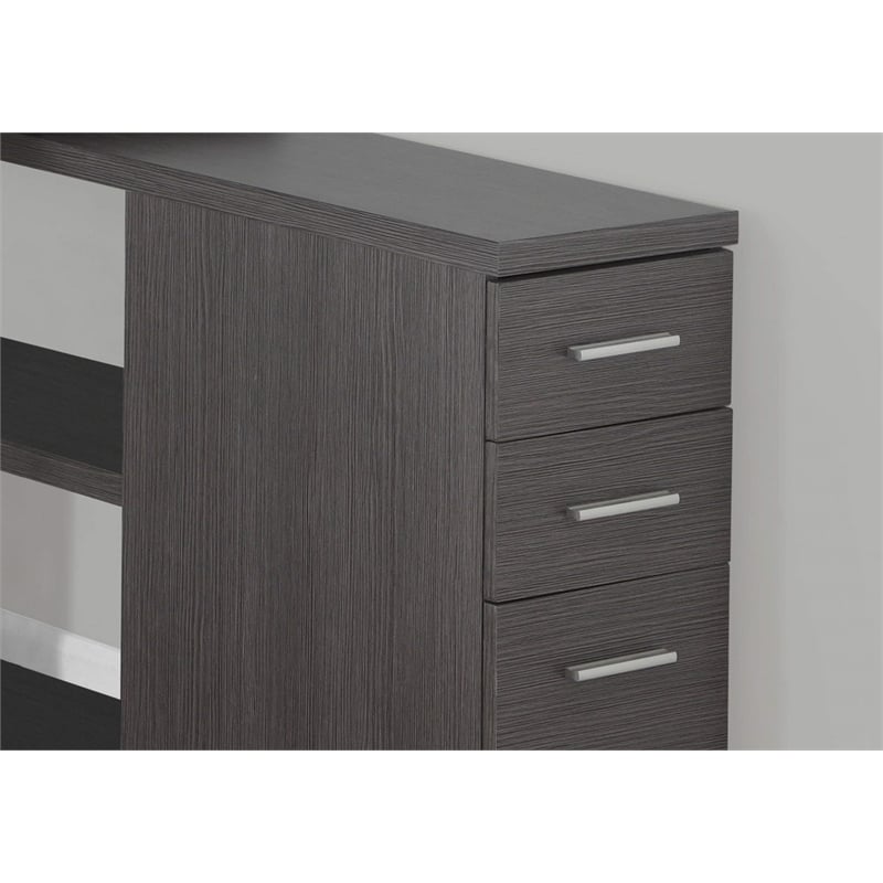 Bowery Hill Modern Engineered Wood L Shaped Computer Desk in Gray
