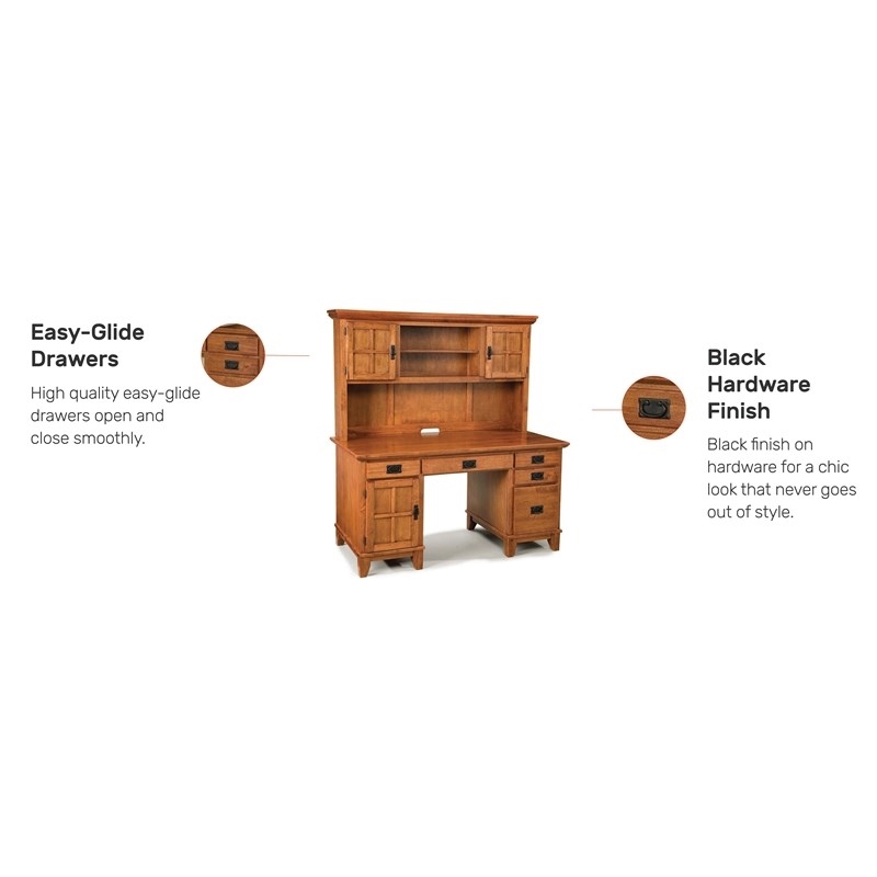 Bowery Hill Desk and Hutch Style Wood Pedestal Desk with Hutch in