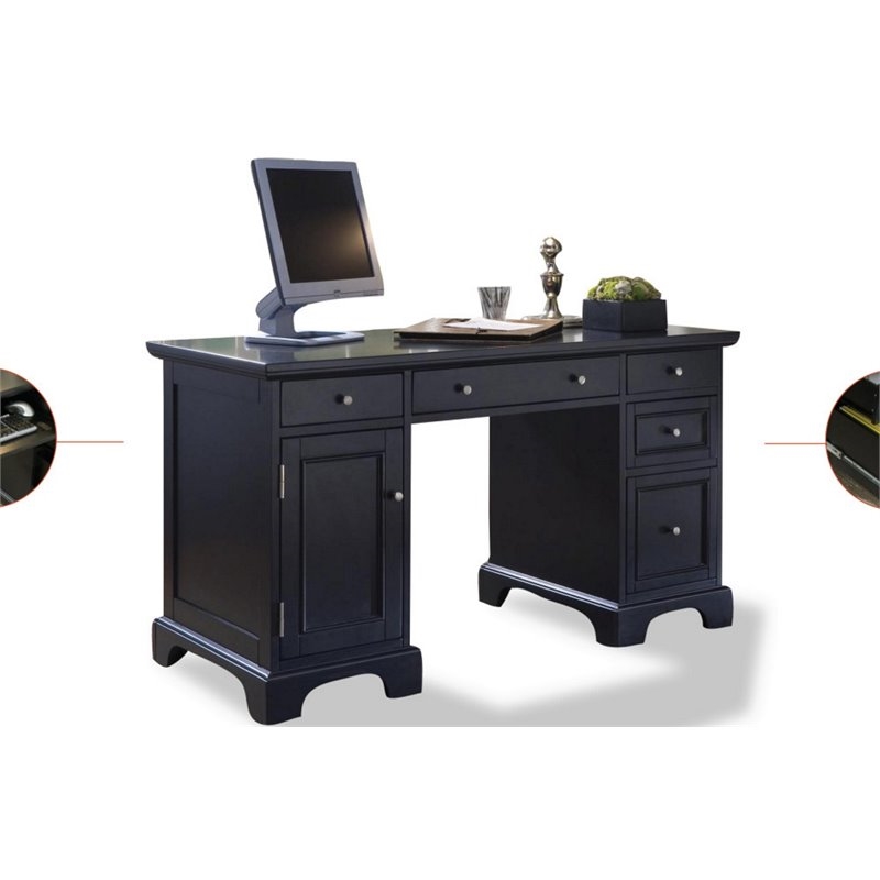 Bowery Hill Traditional Wood Office Computer Desk in Ebony Black