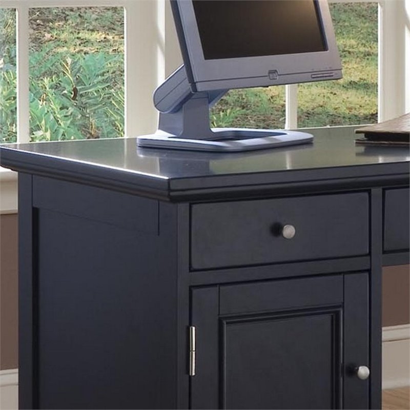 Bowery Hill Traditional Wood Office Computer Desk in Ebony Black