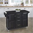 Bowery Hill Kitchen Cart with Granite Top in Black