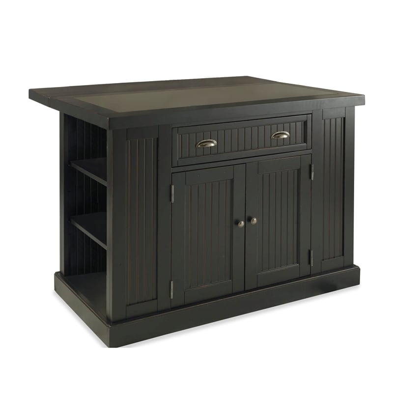 Bowery Hill 1-Drawer Traditional Wood Kitchen Island in Black