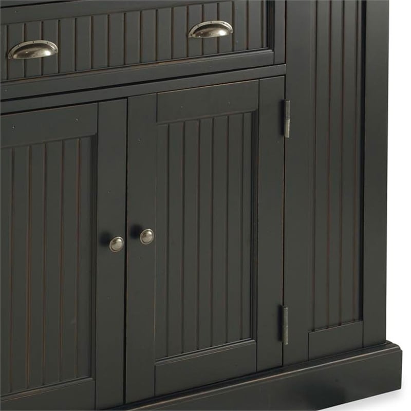 Bowery Hill 1-Drawer Traditional Wood Kitchen Island in Black