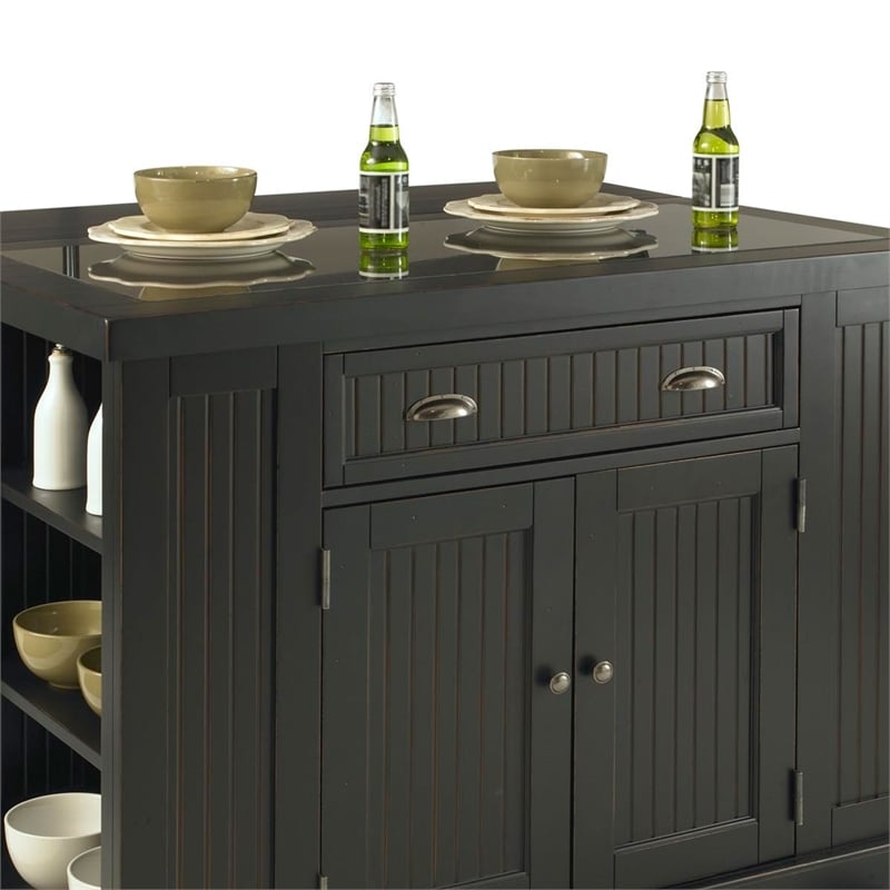 Bowery Hill 1-Drawer Traditional Wood Kitchen Island in Black