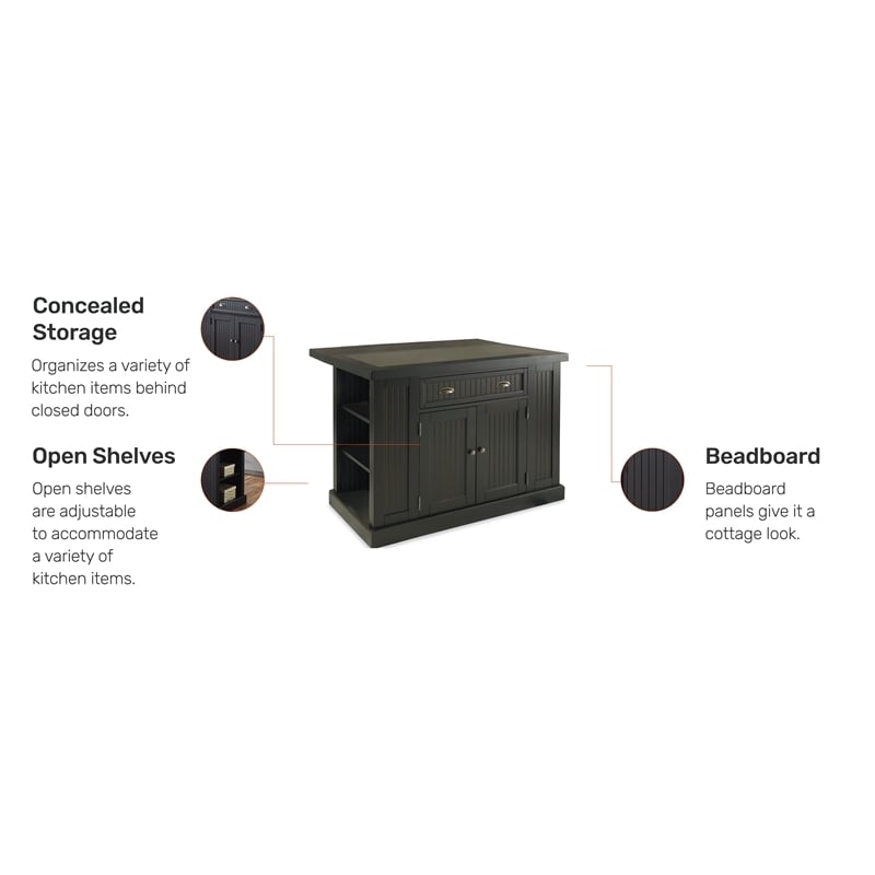 Bowery Hill 1-Drawer Traditional Wood Kitchen Island in Black