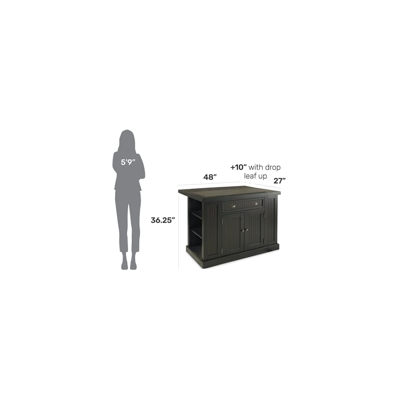Bowery Hill 1-Drawer Traditional Wood Kitchen Island in Black