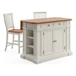 Bowery Hill Traditional Wood Kitchen Island and Stools in Off White