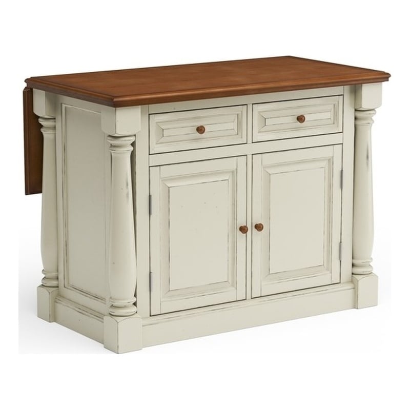 Bowery Hill 2-Drawer and 4-Shelf Wood Kitchen Island in Off White