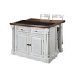 Bowery Hill Kitchen Island with Granite Top and Two Stools
