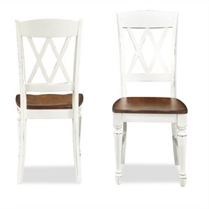 Bowery Hill Double X Back Dining Chair in White and Oak (Set of 2)