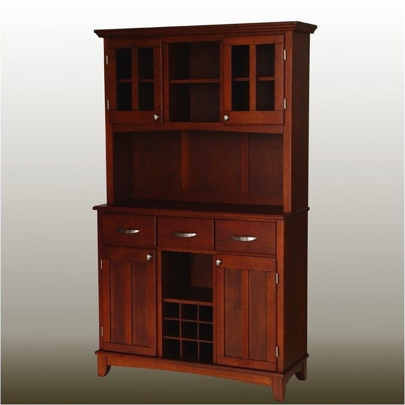 Bowery Hill Wine Rack Buffet with 2 Door Hutch in Cherry - BH-192625