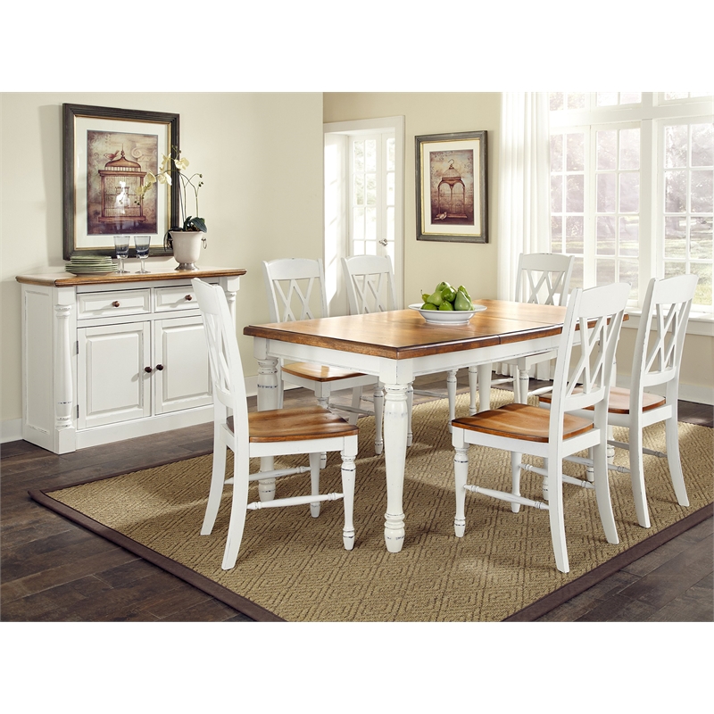 Bowery Hill 7 Piece Dining Set in White and Oak