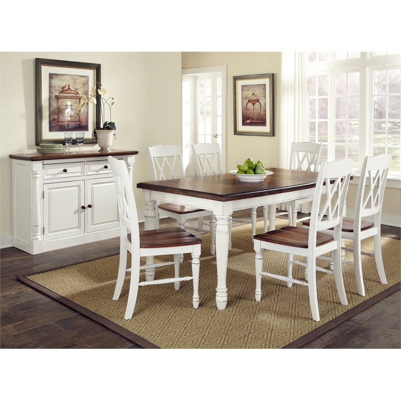 Bowery Hill 7 Piece Dining Set in White and Oak