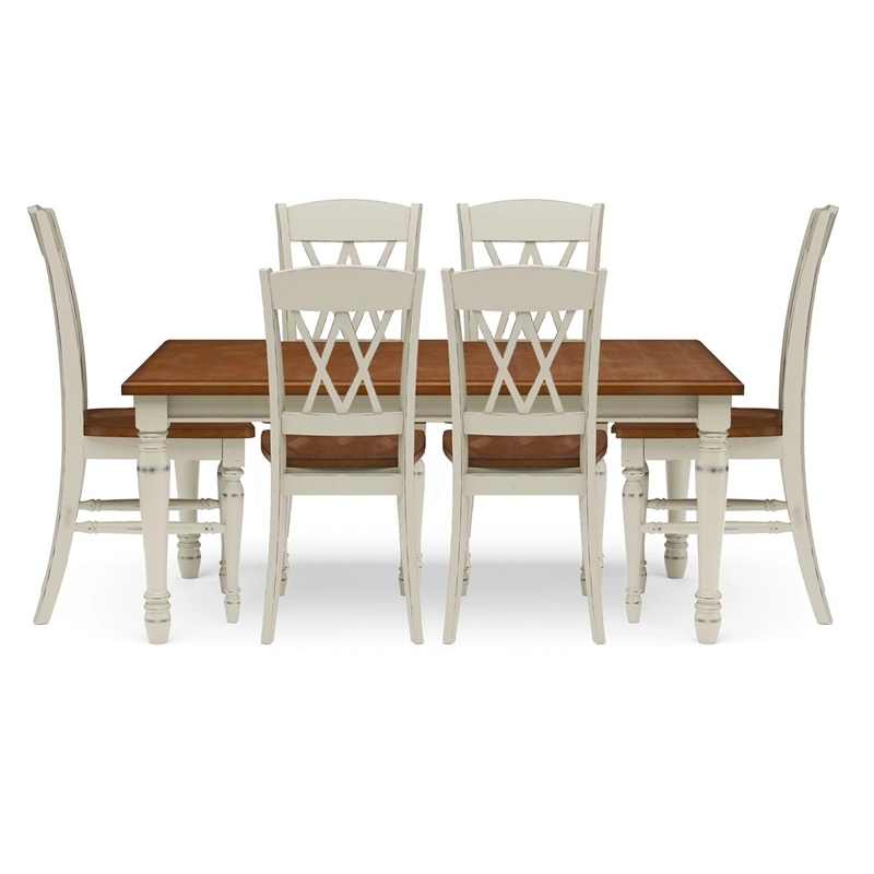 Bowery Hill 7 Piece Dining Set in White and Oak