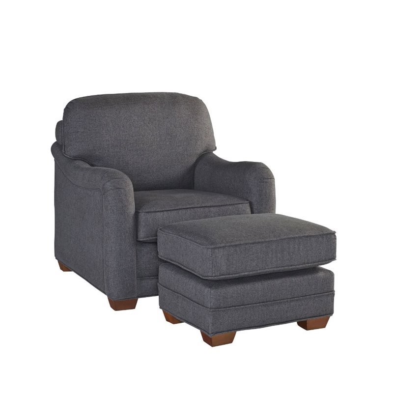 Bowery Hill Arm Chair with Ottoman in Gray