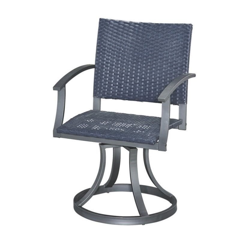 Bowery Hill Swivel Patio Dining Chair In Black Bh 655219