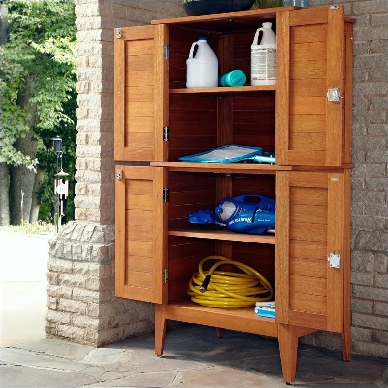 Bowery Hill 4 Door Multipurpose Patio Storage Cabinet In Eucalyptus