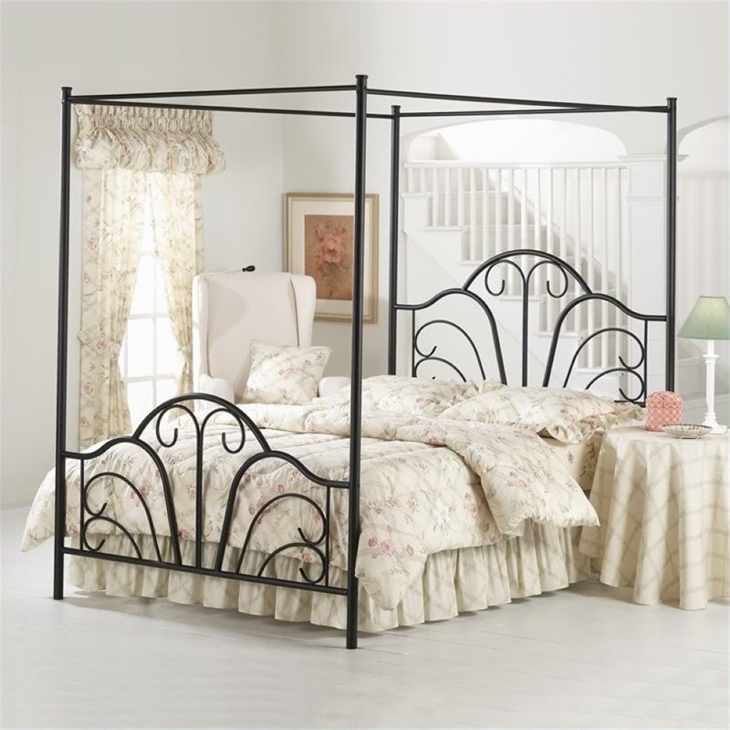 Bowery Hill King Metal Canopy Bed In Black Bh 9602 64064 Bowery Hill King Metal Canopy Bed In Black