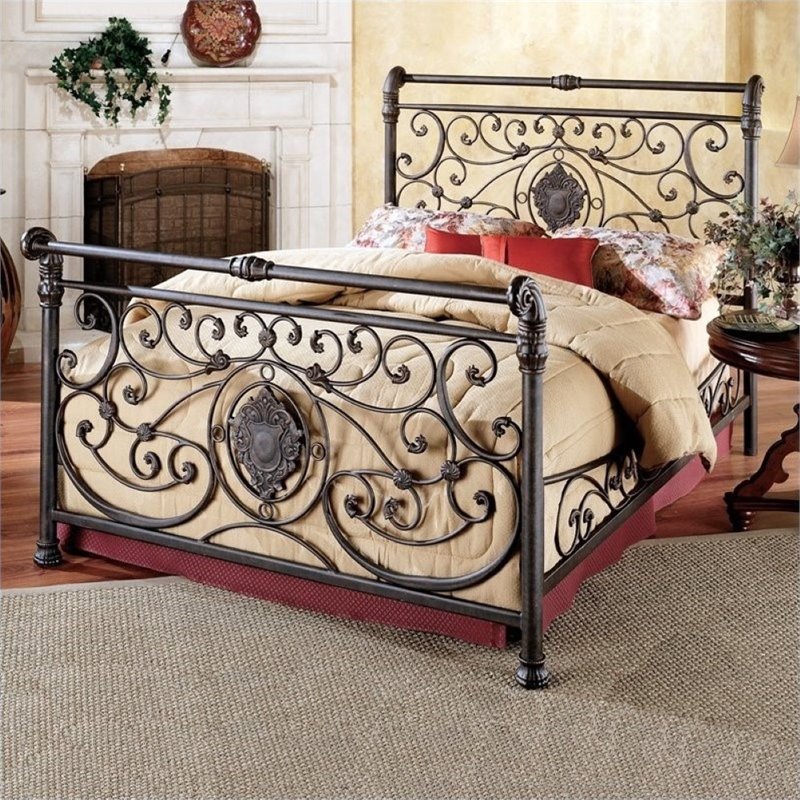 Bowery Hill Queen Metal Sleigh Bed In, Wrought Iron Sleigh Bed Queen