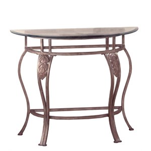 Bowery Hill Glass Top Console Table in Bronze Pewter
