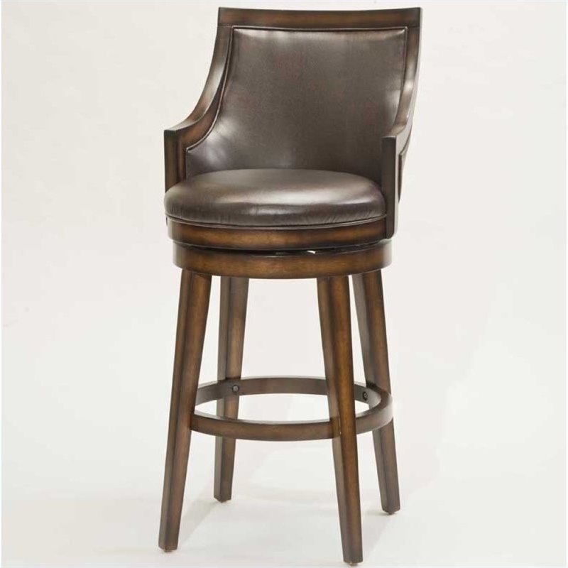 Bowery Hill 26 5 Faux Leather Swivel, Brown Leather Swivel Counter Stools