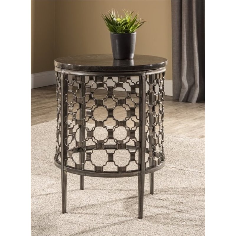 Bowery Hill Round End Table in Charcoal BH1425723