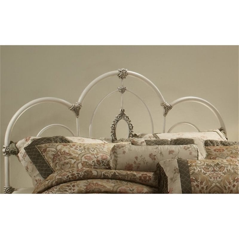 Bowery Hill Full Queen Metal Headboard With Rails In Antique White Bowery Hill Full Queen Metal Headboard With Rails In Antique White Bh 1426516
