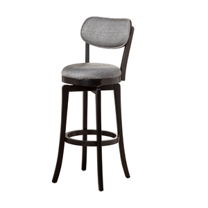 Bowery Hill 30&quot Transitional Wood/Wood Swivel Bar Stool in Black/Gray
