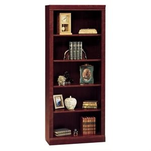 bowery hill 5 shelf wood bookcase in harvest cherry
