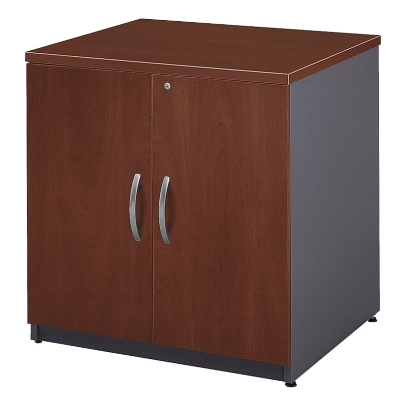 Bowery Hill Contemporary Engineered Wood Storage Cabinet in Cherry
