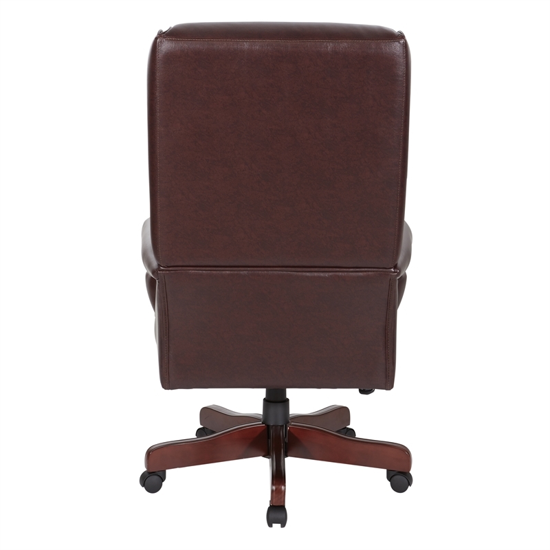 Bowery Hill Traditional Vinyl Executive Office Chair in Mahogany