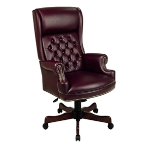 Bowery Hill Traditional Vinyl Executive Office Chair in Mahogany