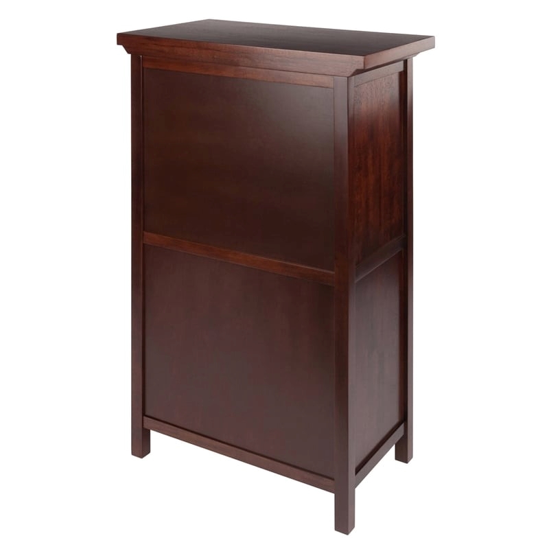 Bowery Hill 20-Bottle Transitional Solid Wood Wine Cabinet in Antique Walnut