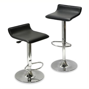 Bowery Hill 30.79&quot Contemporary Metal/PVC Bar Stool in Black/Silver (Set of 2)